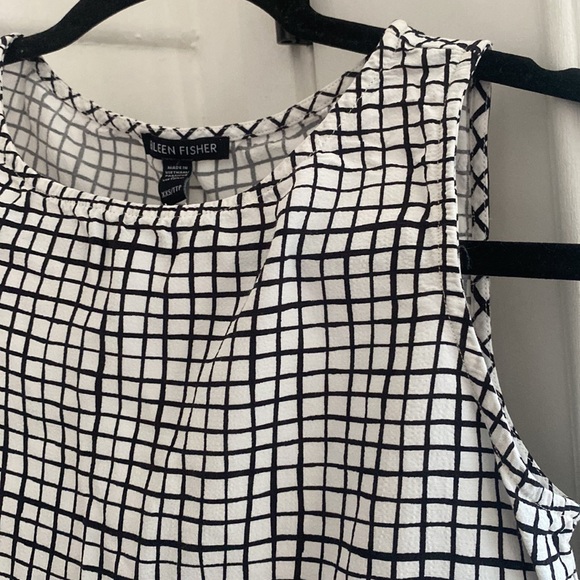 Eileen Fisher Bateau Neck Grid Tank Bone - Picture 6 of 13